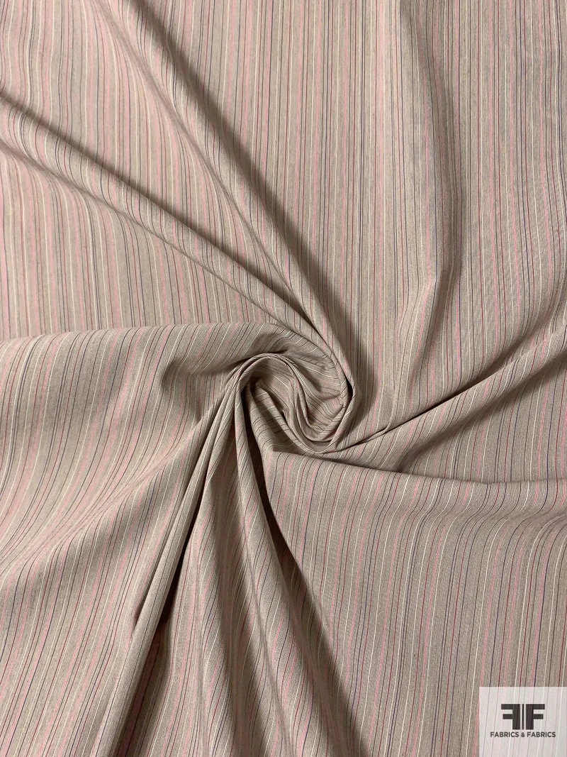 Vertical Microstriped Yarn-Dyed Stretch Medium-Weight Cotton Shirting - Multicolor Earth