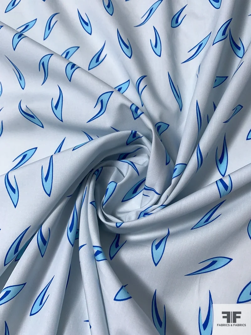 E.T. Inspired Printed Cotton Shirting - Light Blue / Sky Blue / Blue
