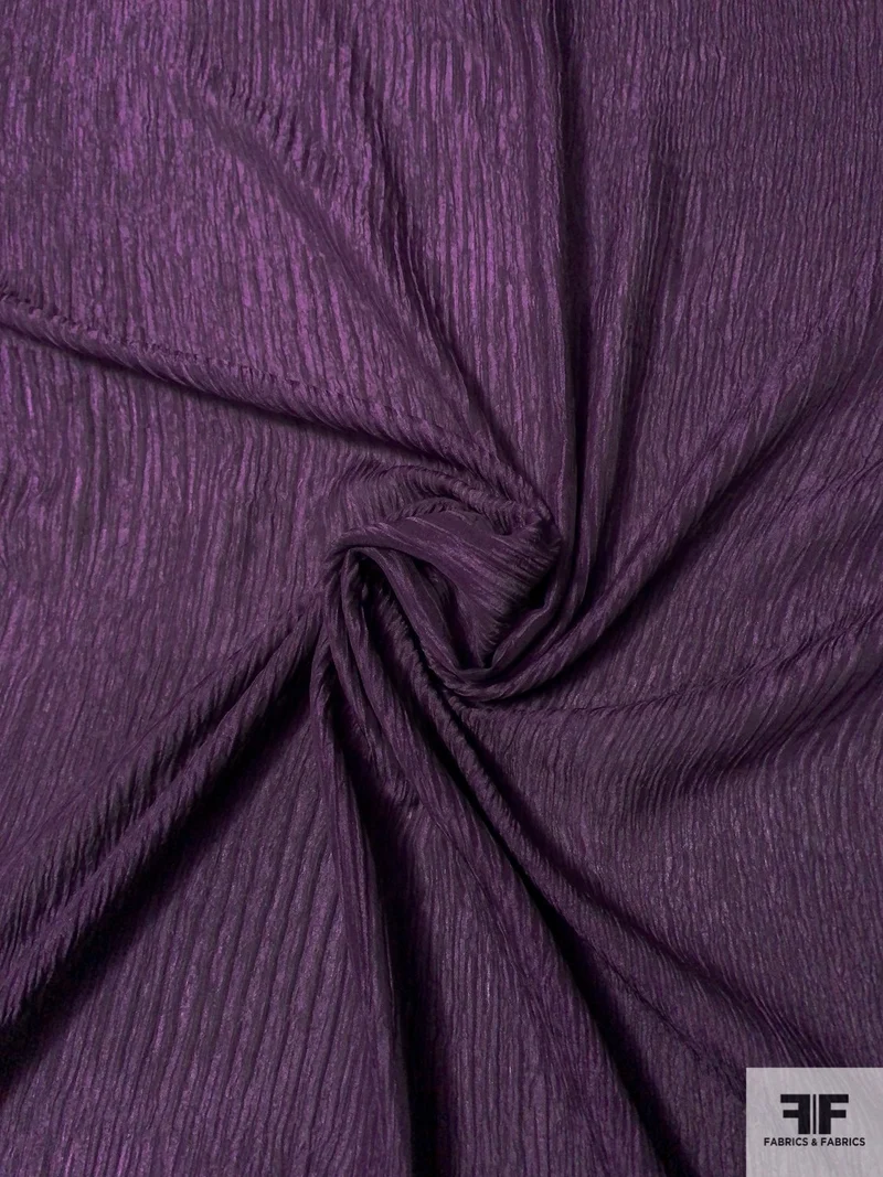 Italian Textured Vertical Striped Silk Novelty - Plum Purple
