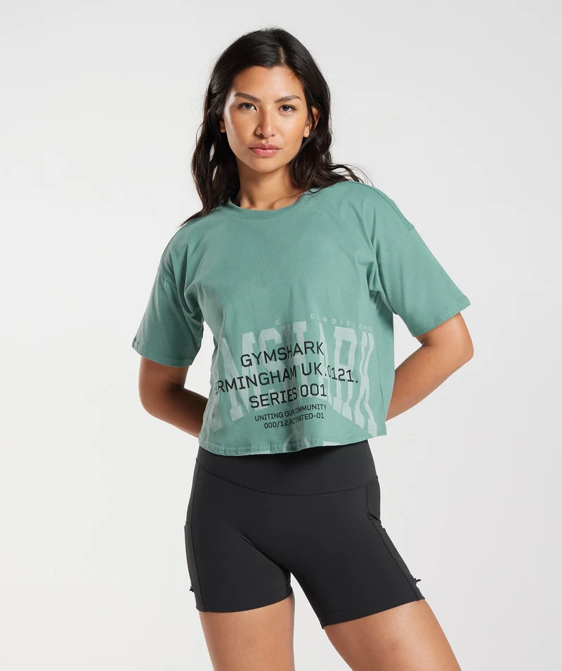 Gymshark Collegiate Midi Top - Ink Teal