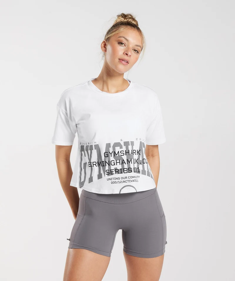 Gymshark Collegiate Midi Top - White