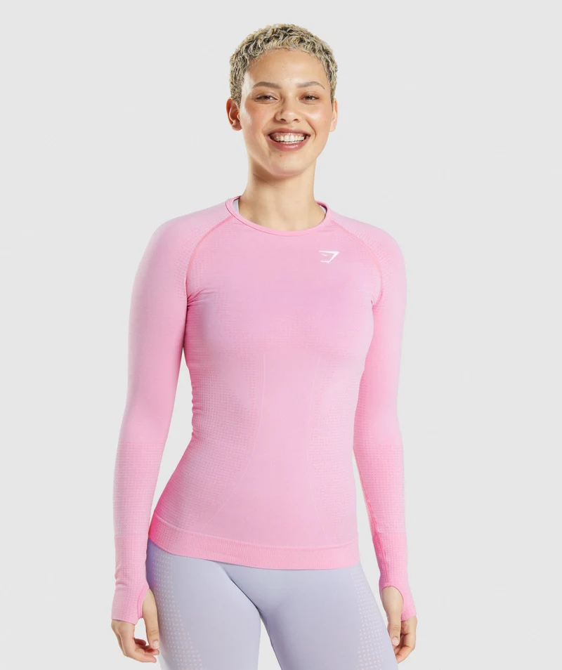Gymshark Vital Long Sleeve Top - Sorbet Pink Marl