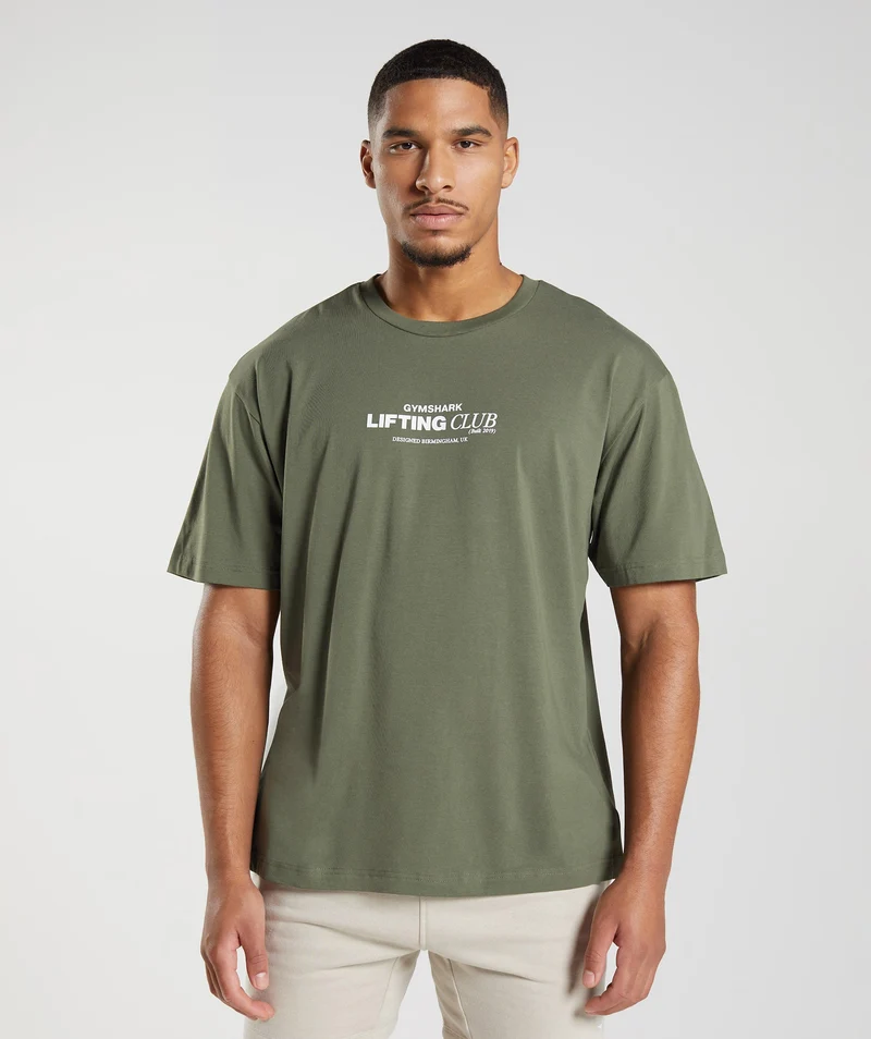 Gymshark Social Club Oversized T-Shirt - Core Olive