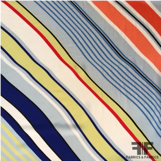 Striped Silk Georgette Panel - Multicolor