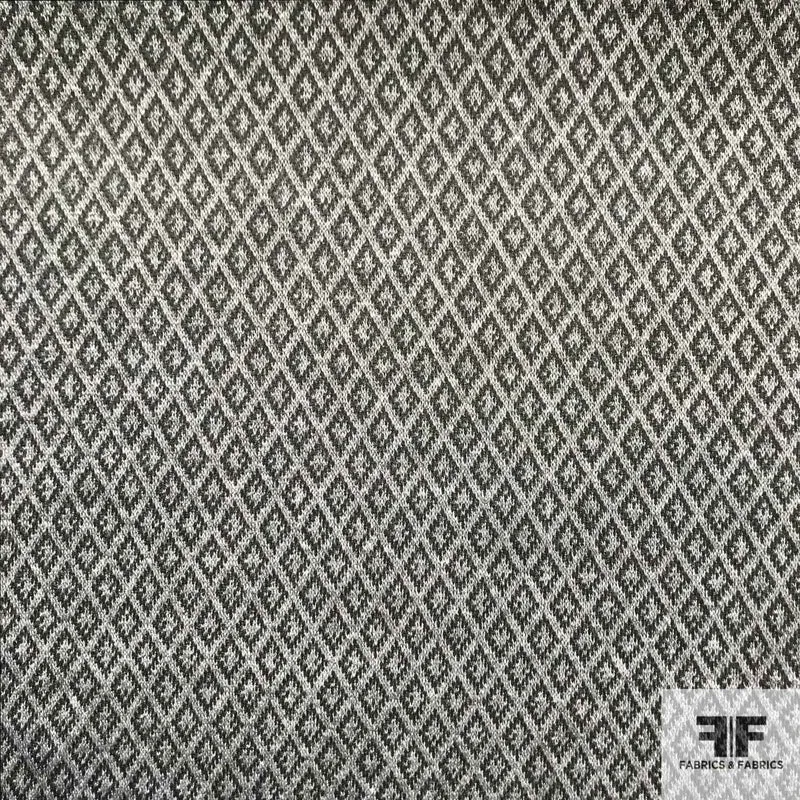 Diamond Patterned Printed Stretch Poly Knit - Grey/Black