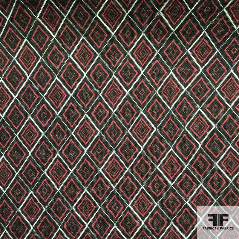 Geometric Printed Polyester Jersey Knit - Red/Black