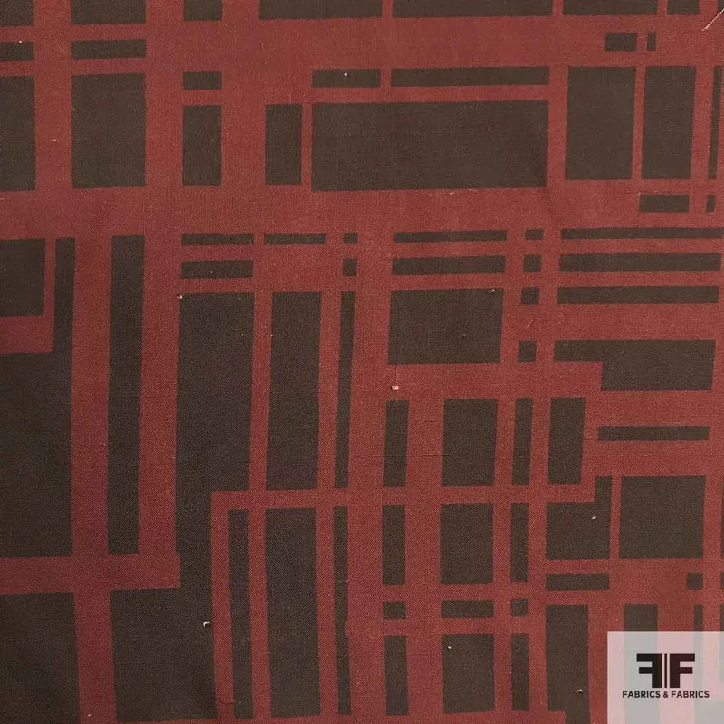 Geometric Printed Silk Shantung - Maroon