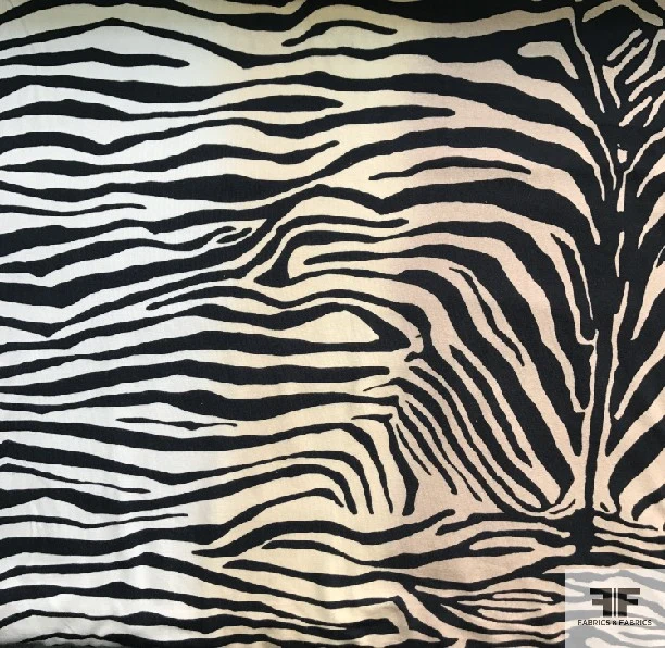 Italian Tiger Ombré Printed Stretch Rayon Jersey Knit - Black/White/Brown