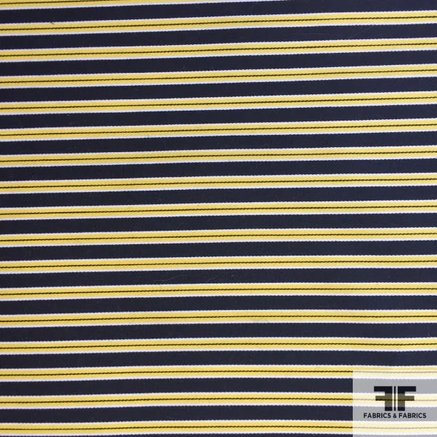 Ralph Lauren Striped Printed Cotton Sateen - Navy/Yellow/White