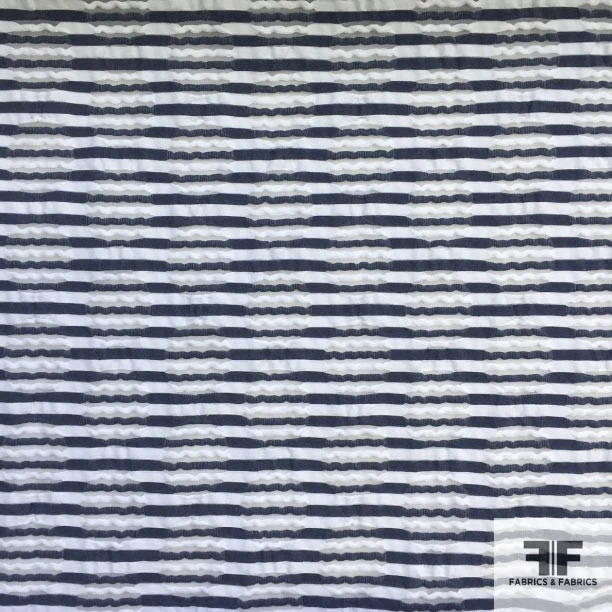 Striped Novelty Cotton - Navy/White