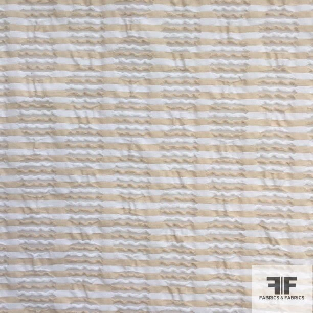 Striped Novelty Cotton - White/Beige
