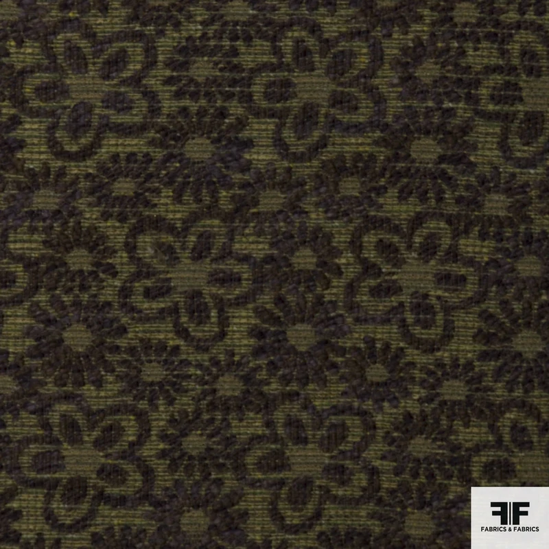 Floral Wool Tweed - Green/Purple