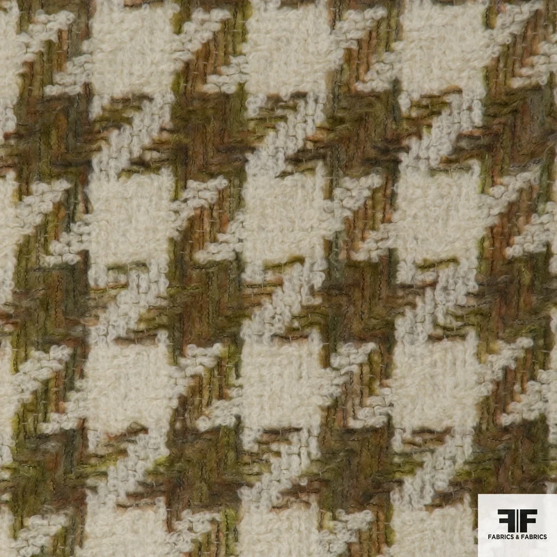 Houndstooth Wool Knit - Green/Cream