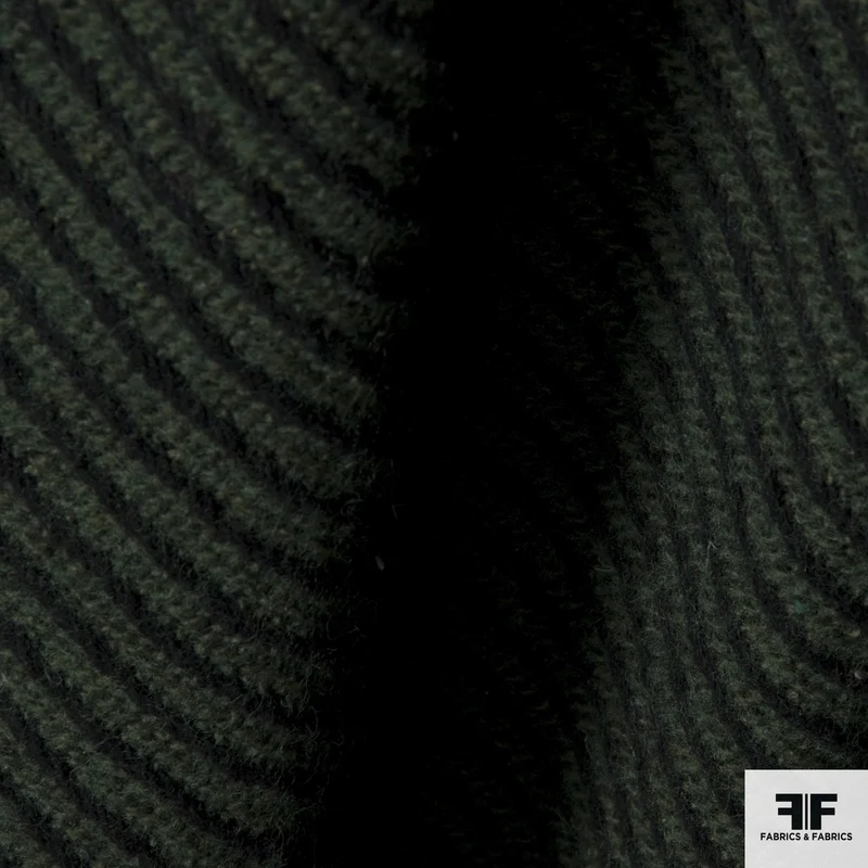 Striped Wool Coating - Green/Black