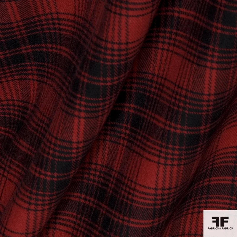 Plaid Double-Faced Wool/Cashmere Coating - Red/Black