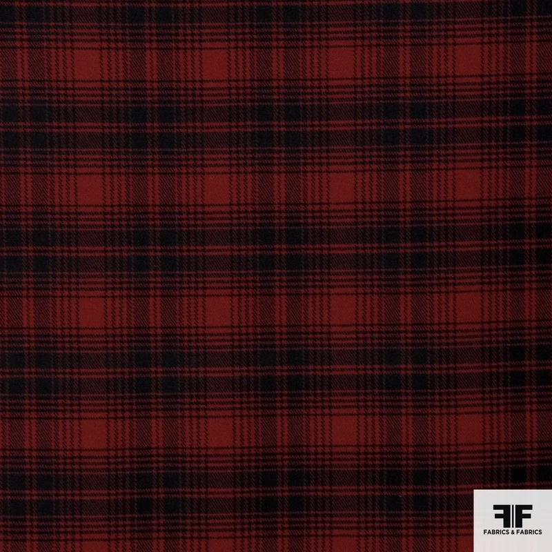Plaid Double-Faced Wool/Cashmere Coating - Red/Black