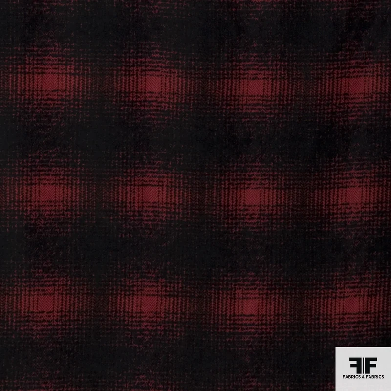 Plaid Wool Suiting - Raspberry/Black