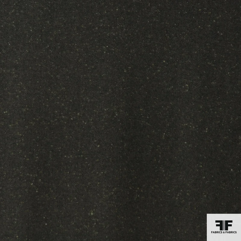 Herringbone Wool Tweed - Green/Black