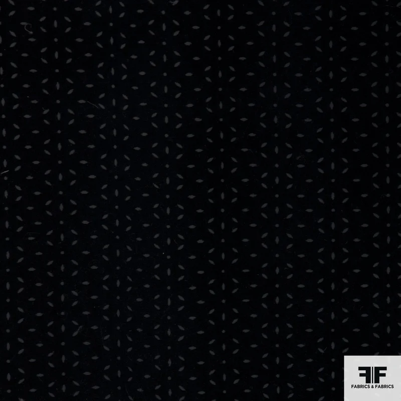 Italian Novelty Perforated Wool - Black