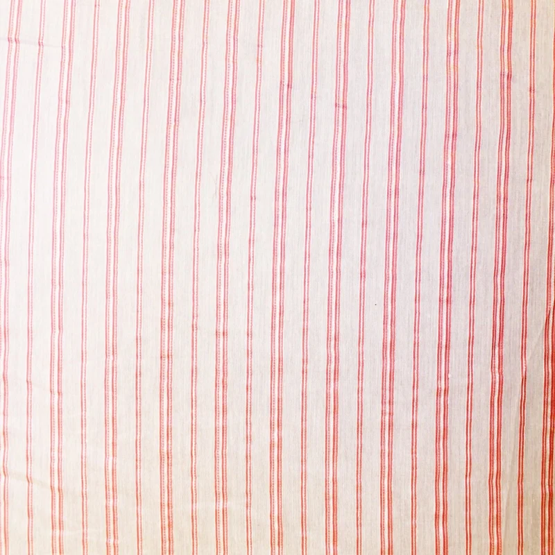 Italian Striped Woven Silk and Cotton Voile - White/Pink