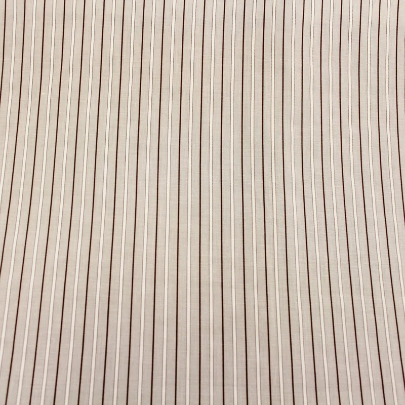 Multistriped Cotton Shirting - White/Brown/Cream