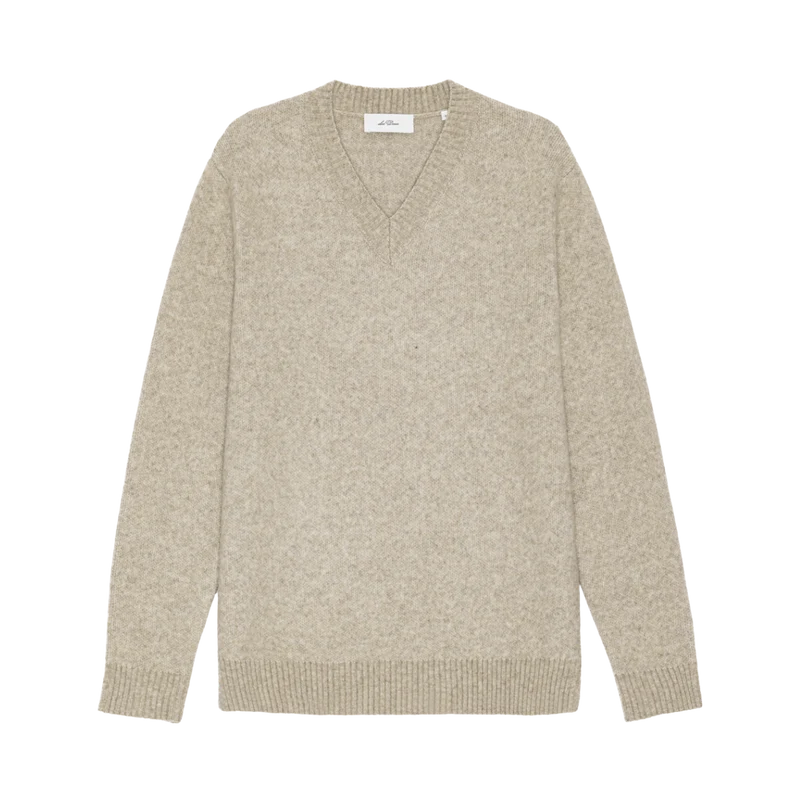 Melange V-Neck Knit - Light Sand Melange