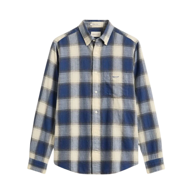 Reg Windblown Flannel Check Shirt - Blue Horizon