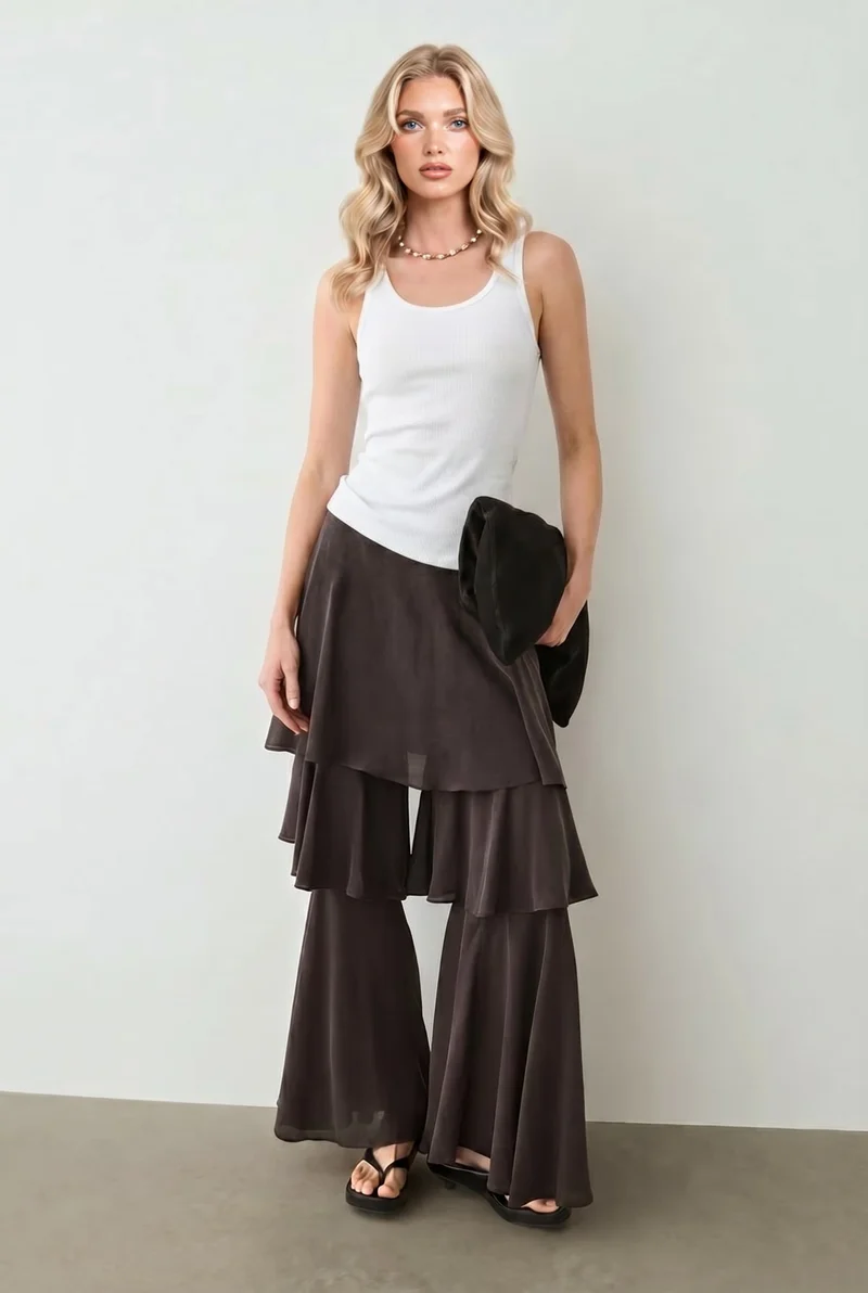 Vest Top And Ruffled Pants Set