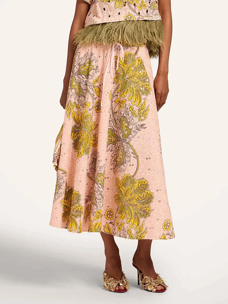 Elegant Paisley Print Midi Skirt