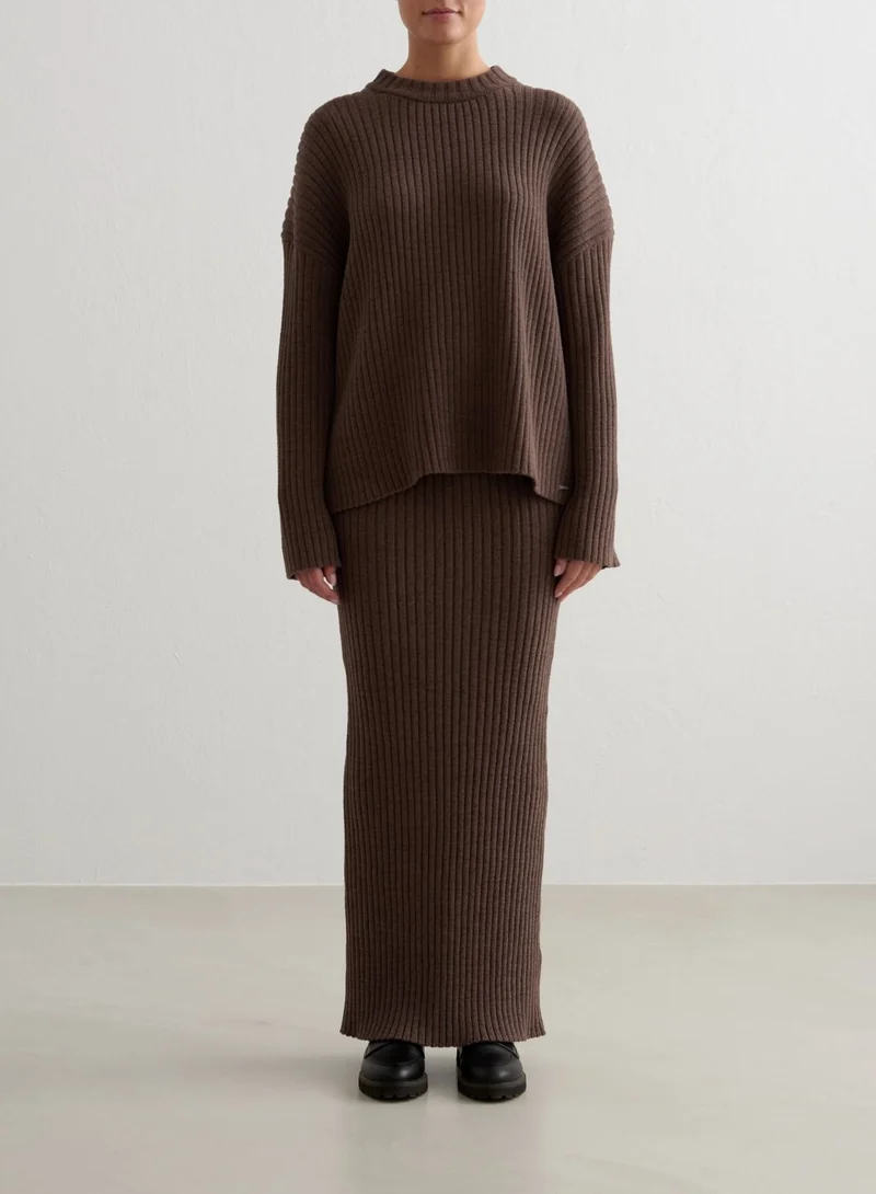 Macchiato Rib Knit Maxi Skirt