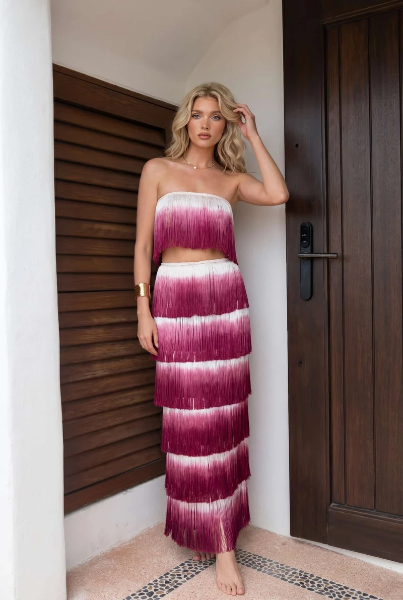 Tassel Strapless And Skirt Set