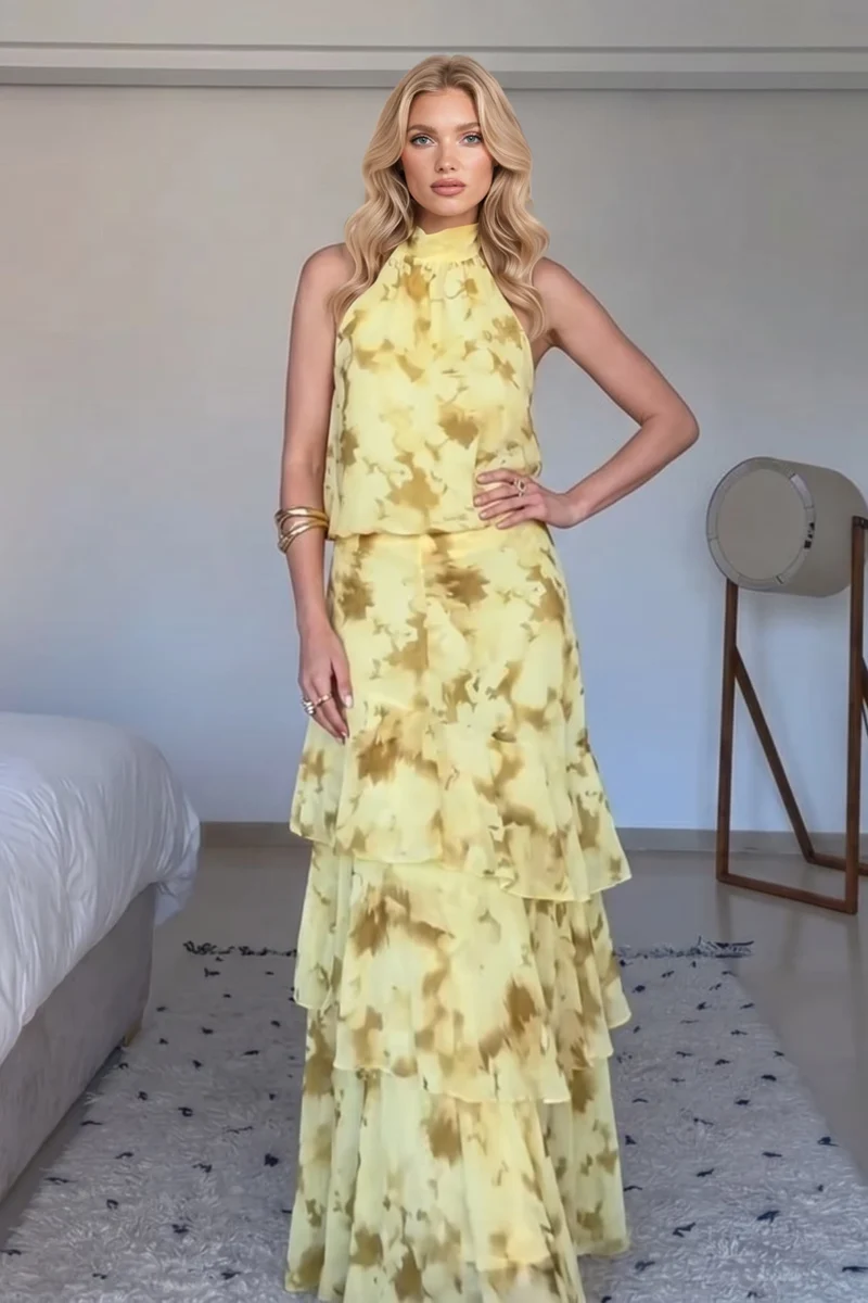Off-shoulder Top And Ruffled Skirt Set