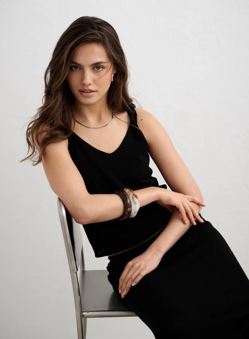 Black Silk Knit Singlet