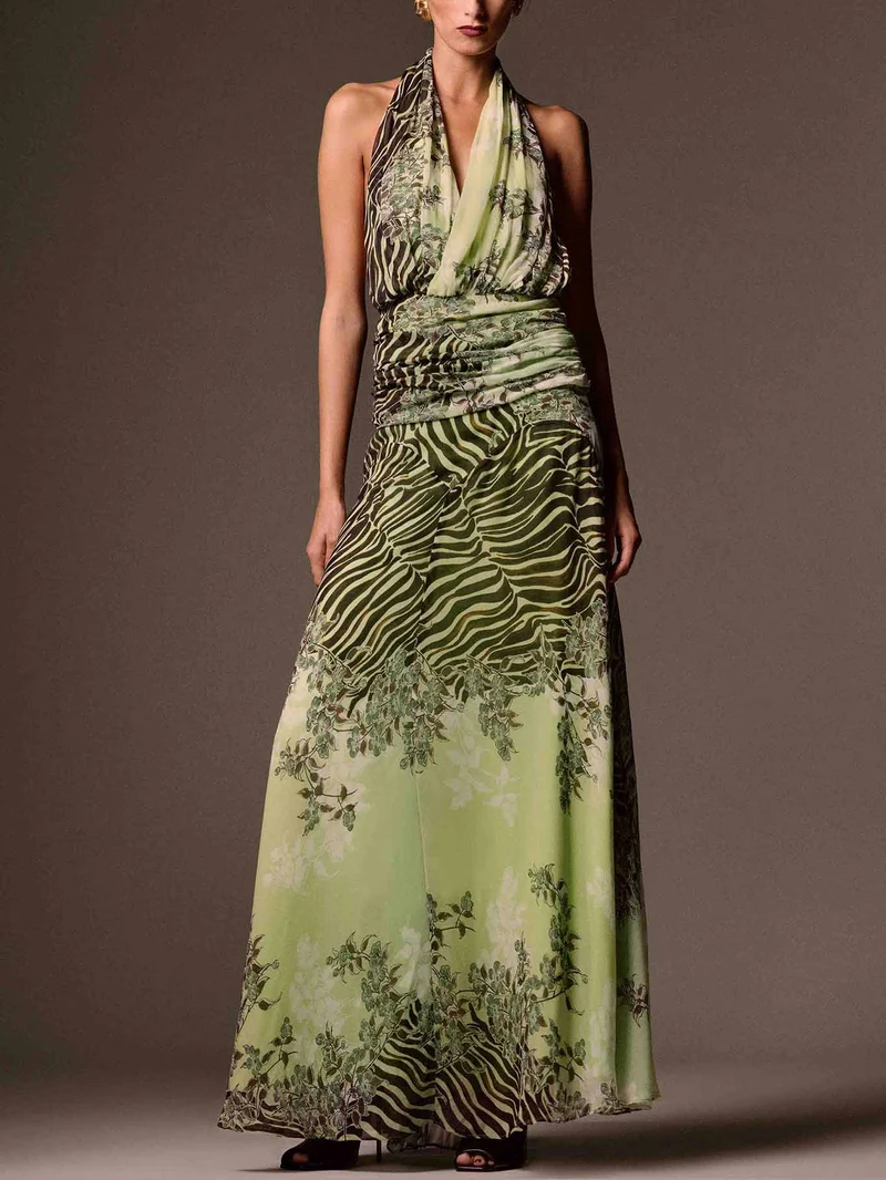 Elegant Gradient Zebra Print Cami Top & Skirt Two-Piece Set