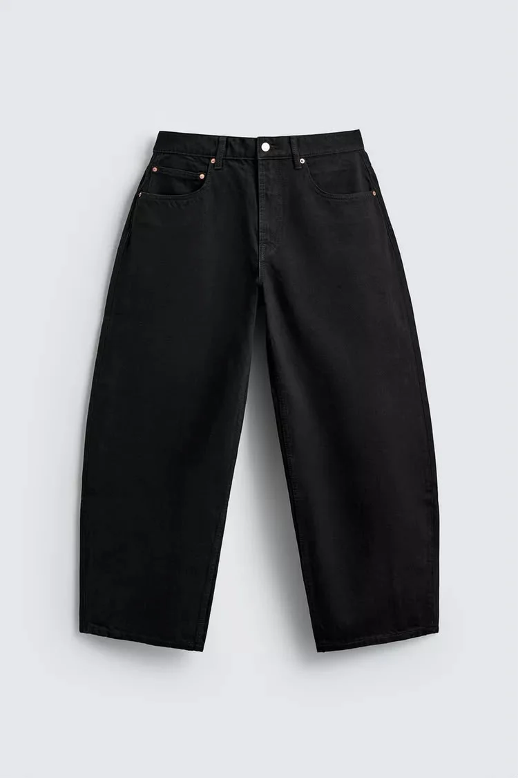 Zara Fitted Waist Relaxed And Curved Leg Balloon Fit