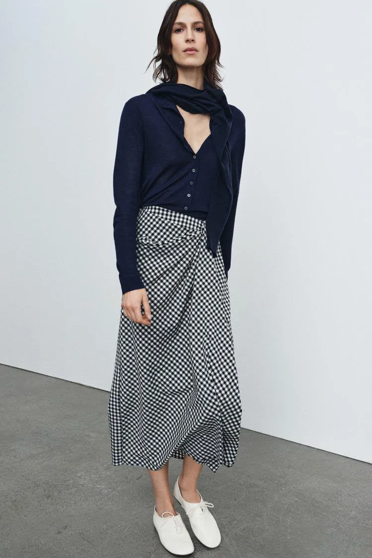 Zara Draped Gingham Skirt