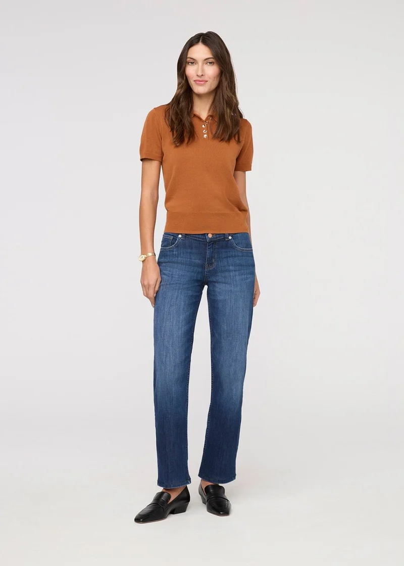 Performance Denim Mid Rise Straight - Blue Cascade