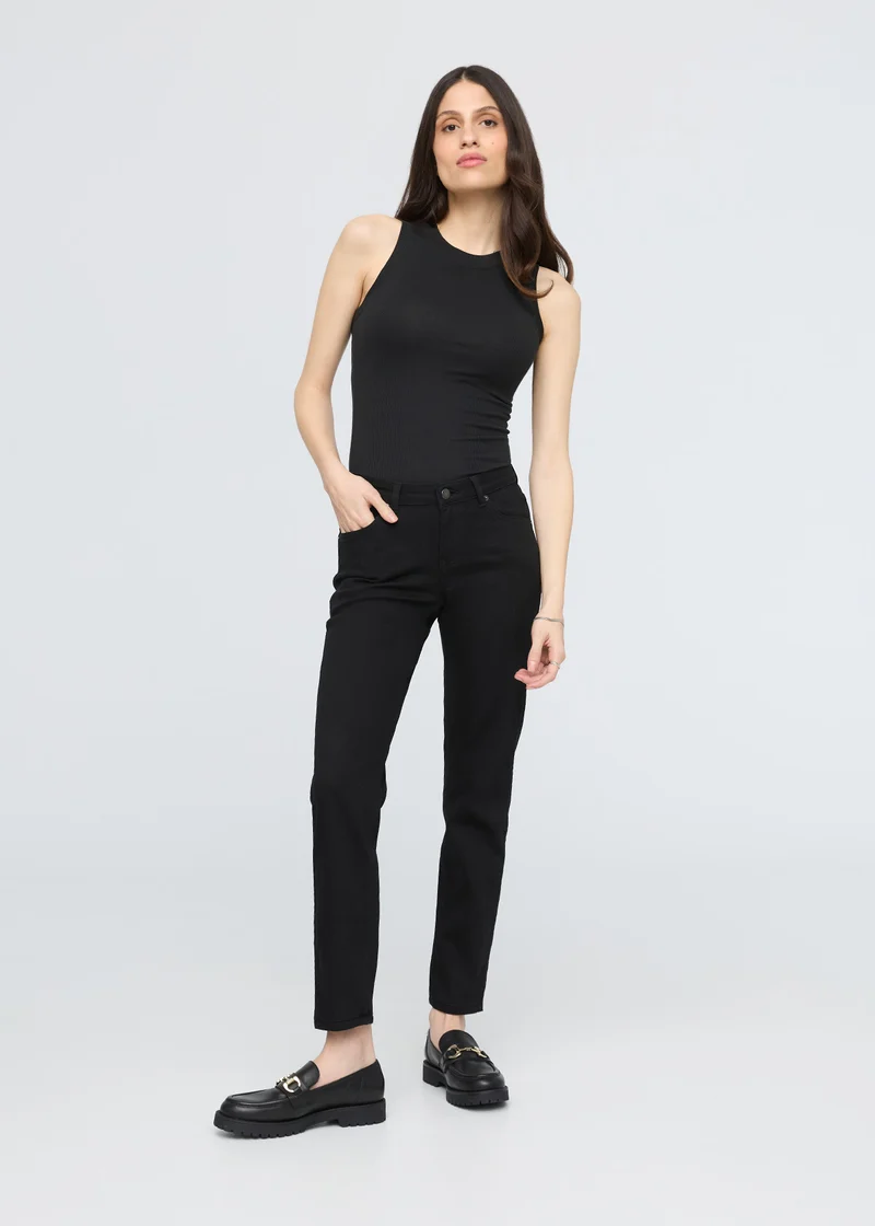 Performance Denim Mid Rise Slim Taper - Black