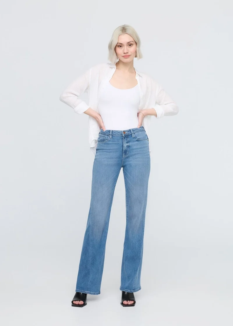 Performance Denim Luxe High Rise Wide Leg - Pacific