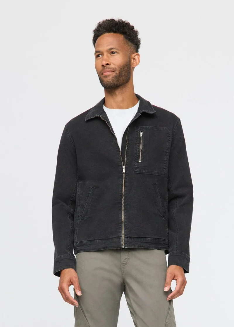 Stretch Canvas Utility Jacket - Black