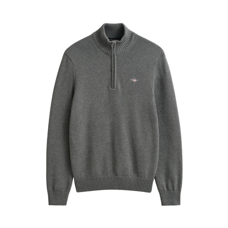 Casual Cotton Halfzip - Dark Grey Melange