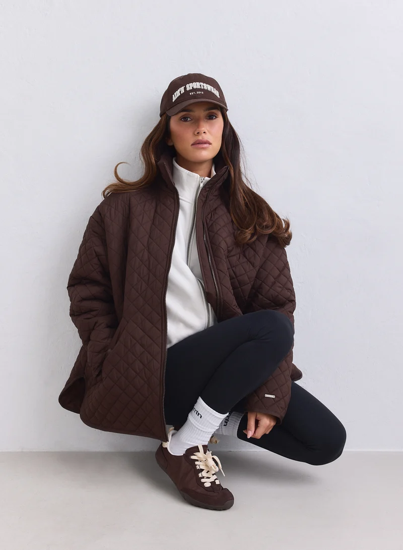 Chocolate Oversized Quilted Jacket