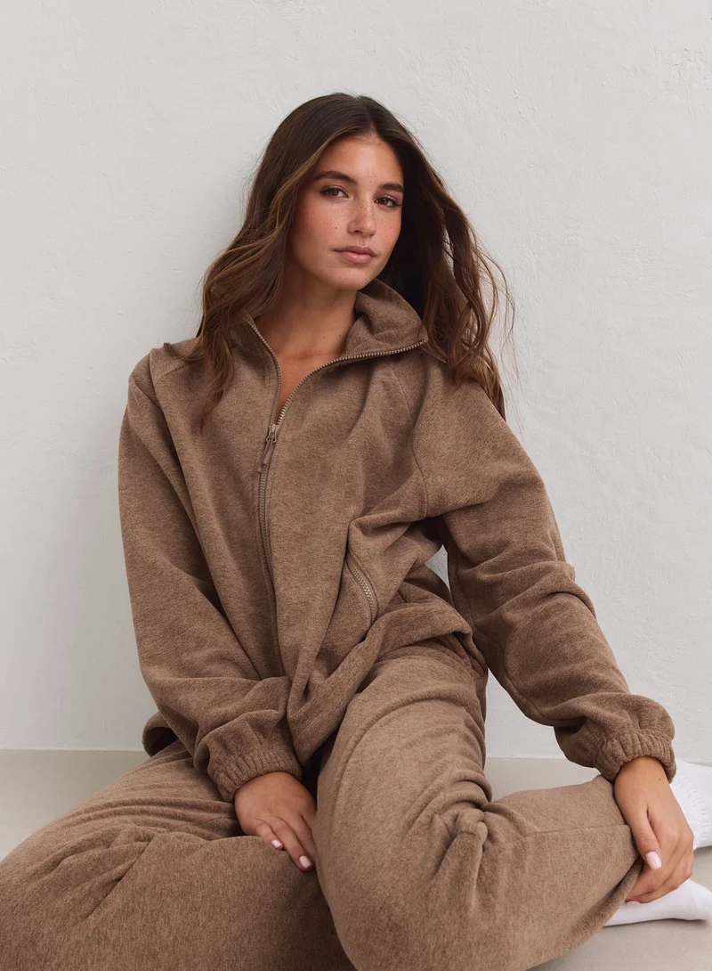 Hazelnut Fleece Zip Jacket
