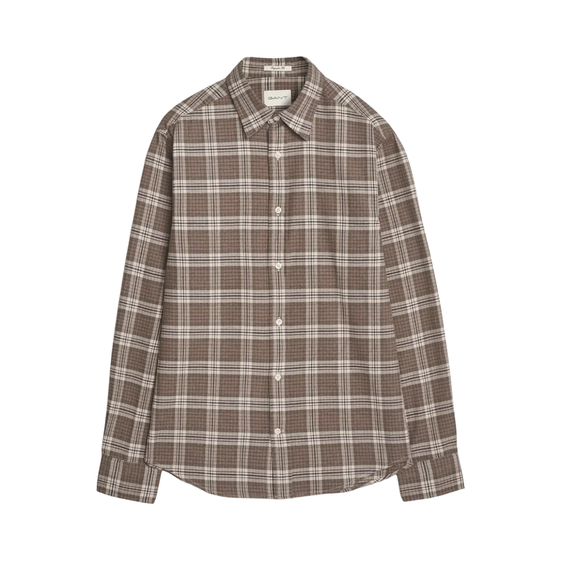Flannel Melange Check Shirt - Dark Hazelnut Melange
