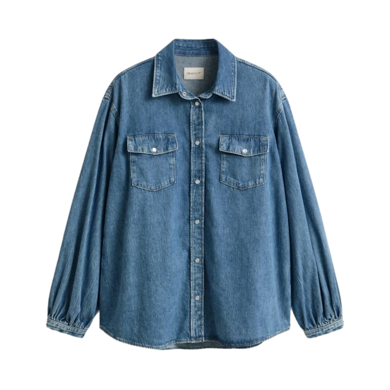 Denim Volume Sleeve Shirt - Mid Blue Archive