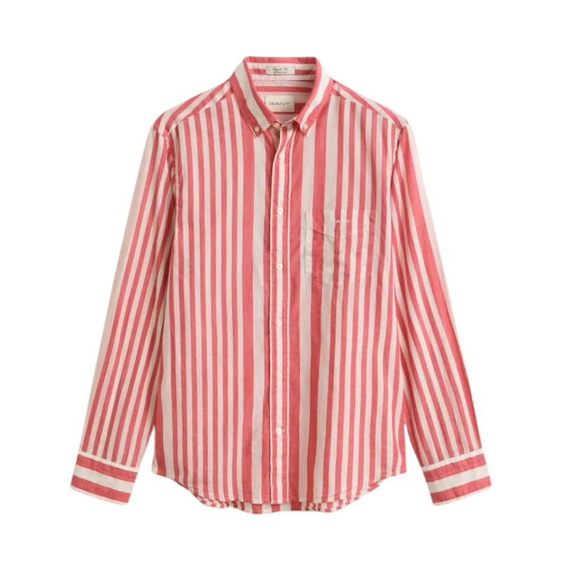Cotton Voile Stripe Shirt - 641 Rose Red