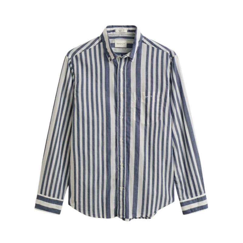 Cotton Voile Stripe Shirt - 432 Rich Navy
