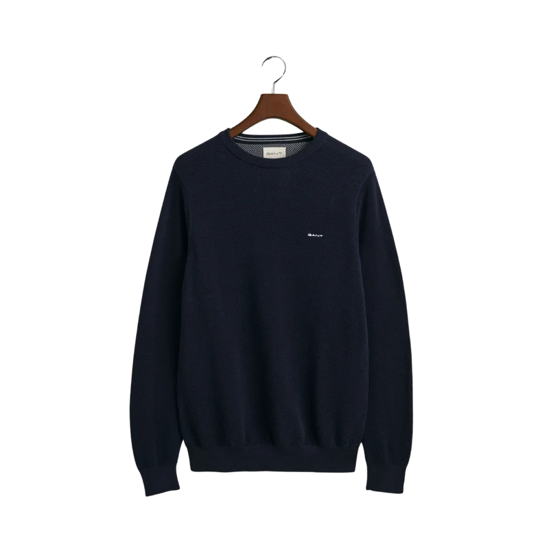 Cotton Pique C-Neck - Evening Blue