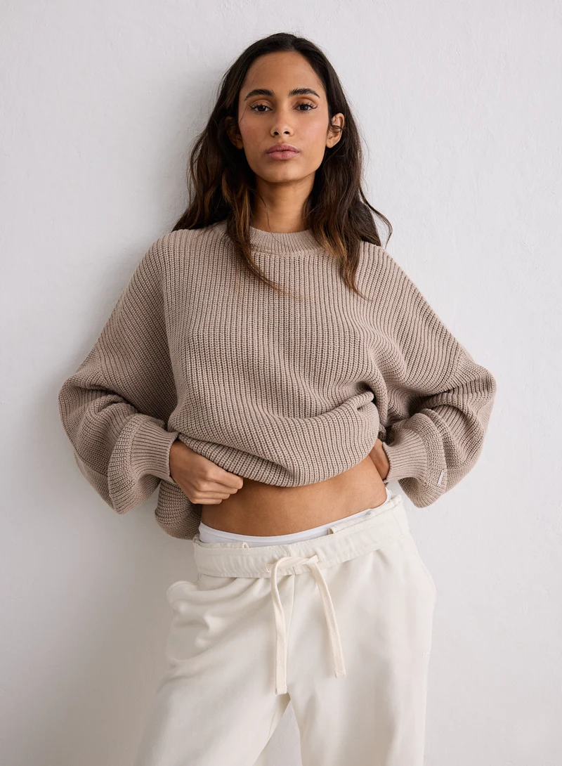Dark Clay Knitted Sweatshirt