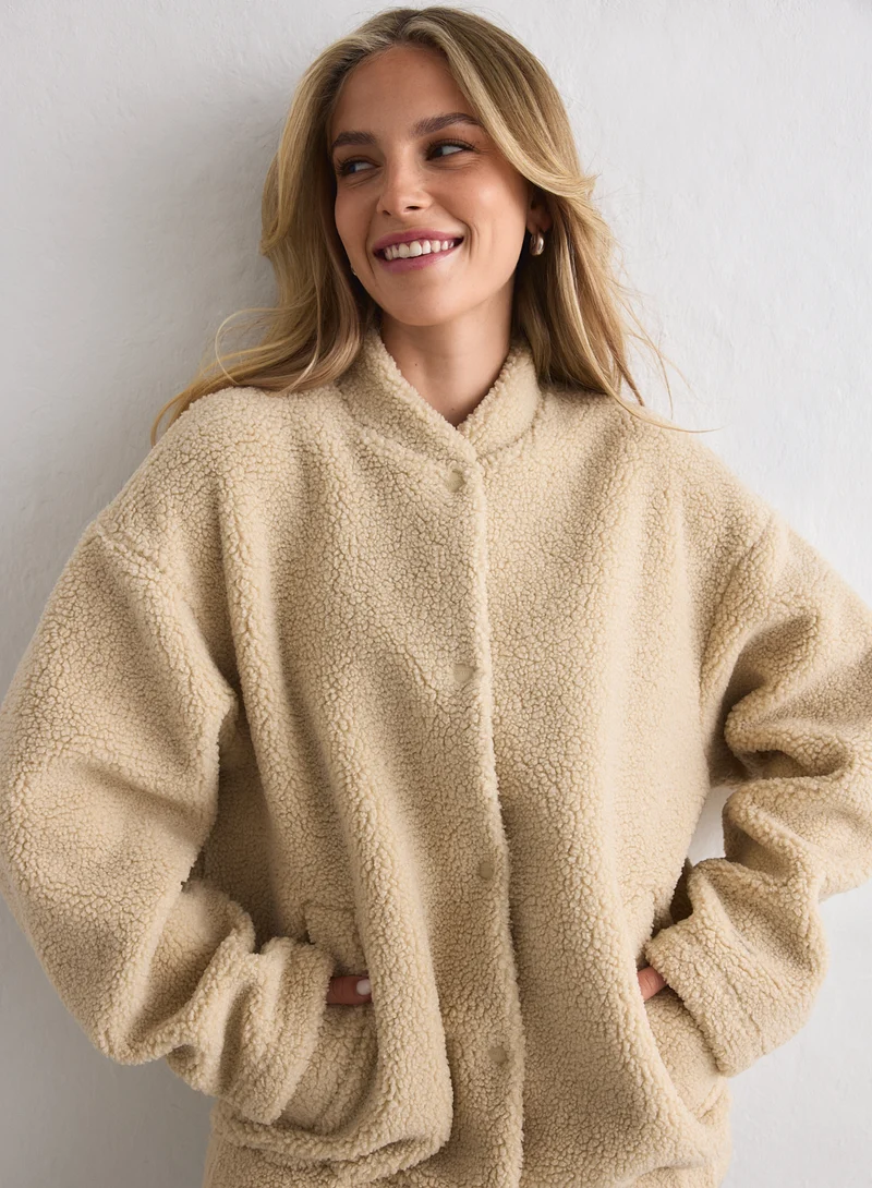 Café Au Lait Pile Coach Jacket